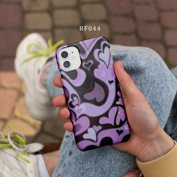 RF044 - Abstract Heart Swirls Purple - Heart Mobile Case