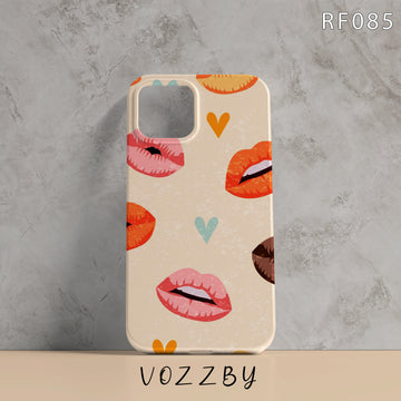 RF085 - Colorful Lips & Heart Pattern - Mobile Case