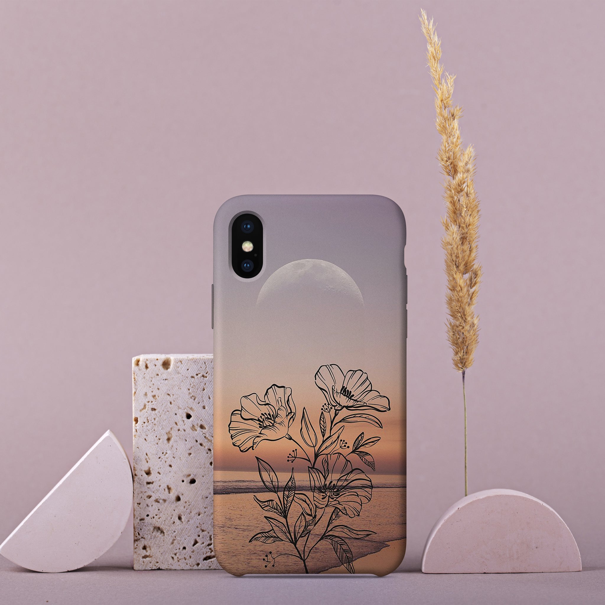 AA004 - Floral & Moon - Mobile Case