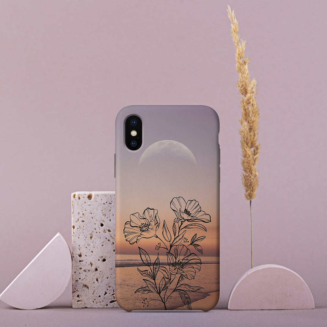 AA004 - Floral & Moon - Mobile Case