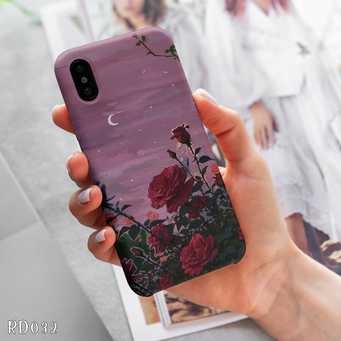 RD032 - Floral & Moon - Aesthetic Mobile Case